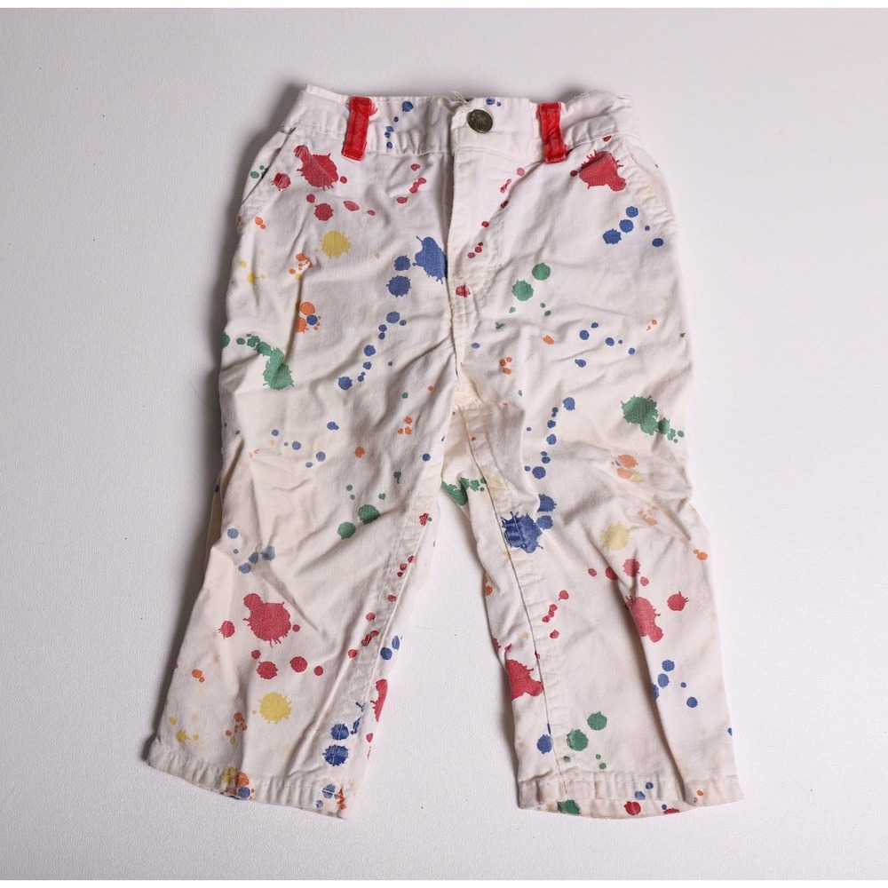 Vintage OshKosh Bgosh Paint Splatter Carpenter Pants Kids Size 2T Made in USA